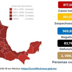 Mapa, muertes y casos de coronavirus en México por estado hoy 12 de octubre