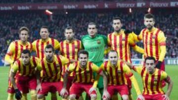 El Bar&ccedil;a luci&oacute; 10 veces la camiseta cuatribarrada en partido oficial el curso anterior, siendo en la ida de la S&uacute;percopa ante el Atl&eacute;tico (1-1), la primera vez. 