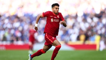 LONDON, ENGLAND - MAY 14: Luis Diaz of Liverpool in action during The FA Cup Final match between Chelsea and Liverpool at Wembley Stadium on May 14, 2022 in London, England. (Photo by Marc Atkins/Getty Images)