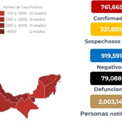 Mapa, muertes y casos de coronavirus en México por estado hoy 5 de octubre