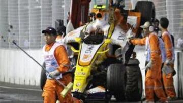 INCIDENTE FATAL. El accidente de Nelsinho Piquet en Singapur 2008 ha desatado un gran terremoto en Renault. La pérdida del patrocinio de Mutua Madrileña es una gota más.