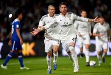 Sergio Ramos celebra el 0-1.