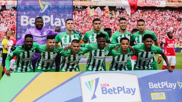 Jugadores de Atlético Nacional antes de un partido de Liga BetPlay.