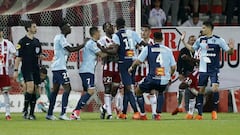 Four sent off as Ajaccio win chaotic Le Havre play-off