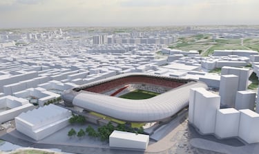 El proyecto del nuevo estadio de Vallecas propone un recinto moderno y funcional sin renunciar al barrio. Las imágenes muestran cómo la reorientación y el rediseño permitirían integrar el campo en el mismo corazón urbano que siempre lo ha acogido.
