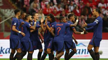 La selección neerlandesa celebra el gol de Gakpo.