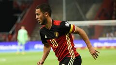 Belgium&#039;s midfielder Eden Hazard controls the ball during the WC 2018 football qualification football match between Belgium and Gilbratlar, at the Dufrasne Stadium, on August 31, 2017 in Sclessin.  / AFP PHOTO / JOHN THYS