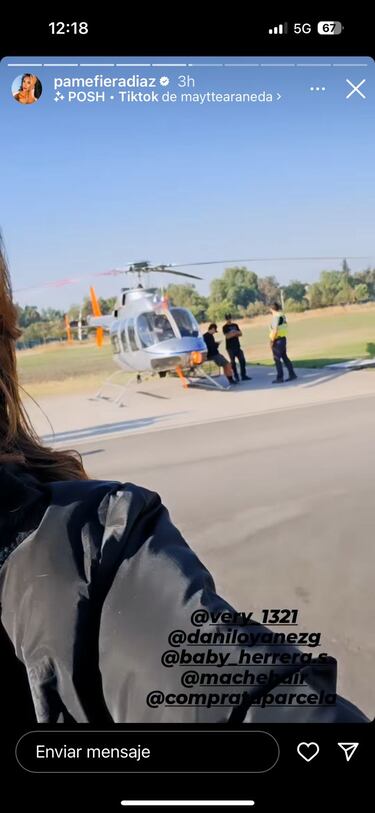 Un helicóptero falla y aterriza de emergencia en Chicureo: Pamela Díaz iba en su interior