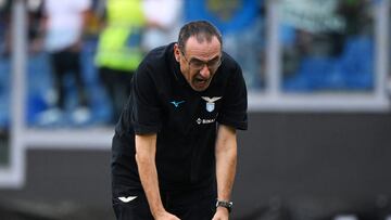 Soccer Football - Serie A - Lazio v Udinese - Stadio Olimpico, Rome, Italy - October 16, 2022  Lazio coach Maurizio Sarri reacts REUTERS/Alberto Lingria