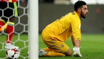 Soccer Football - 2018 World Cup Qualifications - Europe - Belgium vs Gibraltar - Liege, Belgium - August 31, 2017   Gibraltar&#039;s Deren Ibrahim dejected after a goal   REUTERS/Francois Lenoir