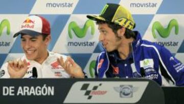 Pese a su rivalidad, la complicidad entre Márquez y Rossi es evidente en todas sus comparecencias ante la Prensa.