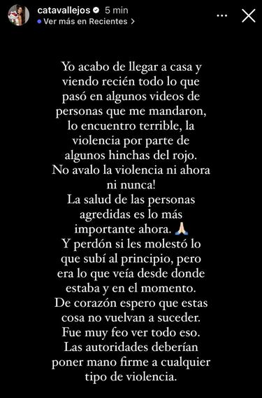 Cata Vallejos aclara el post que indignó a los hinchas de la U: “Qué pena...”