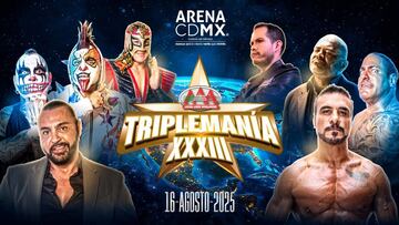 Este es el cartel para Triplemanía donde se promociona la lucha de apuestas.
