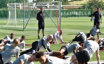 Entrenamiento del Liverpool para preparar la final de 2018 contra el Real Madrid.