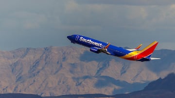 FILE PHOTO: A Southwest commercial airliner takes off from Las Vegas International Airport in Las Vegas, Nevada, U.S., February 8, 2024. REUTERS/Mike Blake//File Photo