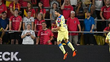 Jul 27, 2023; St. Louis, MO, USA; America forward Henry Martin (21) celebrates his goal against St. Louis City during the first half at CityPark. Mandatory Credit: Scott Rovak-USA TODAY Sports