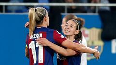 Soccer Football - Women's Champions League - Quarter Final - Second Leg - FC Barcelona v SK Brann - Estadi Johan Cruyff, Barcelona, Spain - March 28, 2024 FC Barcelona's Aitana Bonmati celebrates scoring their first goal with teammates REUTERS/Albert Gea