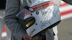 Michael Schumacher joins F1 legends in signing Jackie Stewart’s charity helmet