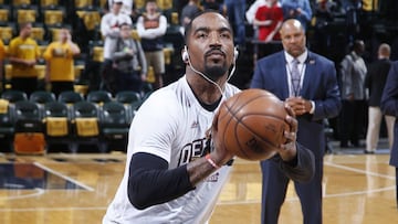 J. R. Smith, durante una rueda de calentamiento.