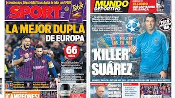 Portadas de los diarios Sport y Mundo Deportivo del d&iacute;a 8 de abril de 2019.