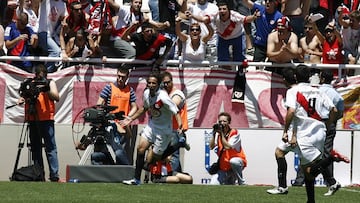 Trejo celebra su gol al Xerez.