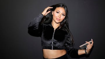 PARIS, FRANCE - OCTOBER 10: Maeva Ghennam from les Marseillais poses during a portrait session on October 10, 2019 in Paris, France. (Photo by Eric Fougere/Corbis via Getty Images)
