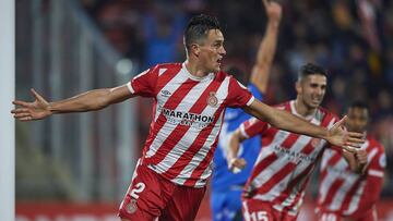 Bernardo Espinosa of Girona FC celebrates his goal during the match between Girona CF vs Getafe CF of LaLiga, date 17, 2018-2019 season. Montilivi Stadium. Girona, Spain - 21 DIC 2018.