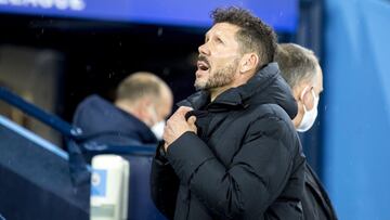 Simeone, durante el Manchester City-Atlético