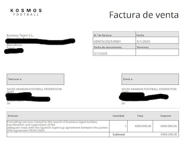 Piqu¨¦ presenta ante la jueza facturas a Arabia por m¨¢s de 11M€