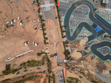 Vista de cómo ha quedado el circuito Ricardo Tormo tras las graves inundaciones en Valencia. 