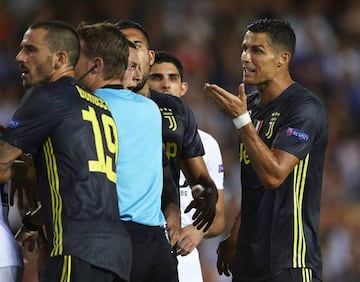 Cristiano Ronaldo of Juventus reacts after his red card.