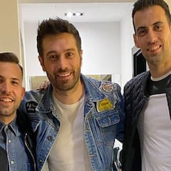 Jordi Alba y Busquets celebraron la victoria del Barcelona junto a Dani Martínez