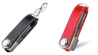 Un organizador de llaves de bolsillo de cuero genuino que evita el ruido y los arañazos