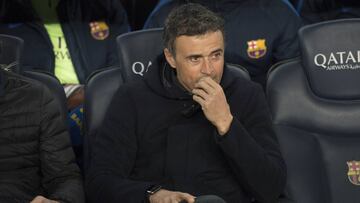 Luis Enrique en el banquillo del Camp Nou.