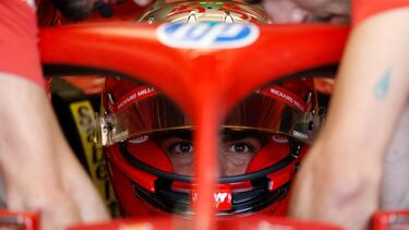 Ferrari's Spanish driver Carlos Sainz sits inside his car during the first practice session at the Jose Carlos Pace racetrack, aka Interlagos, in Sao Paulo, Brazil, on November 1st, 2024, ahead of the upcoming Formula One Sao Paulo Grand Prix next November 3. (Photo by Miguel Schincariol / AFP)