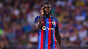 Franck Kessié of FC Barcelona during the Joan Gamper Trophy match between FC Barcelona and Pumas UNAM at Spotify Camp Nou on August 07, 2022.