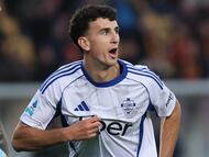 Jacobo Ramón celebra su tanto al Lecce.