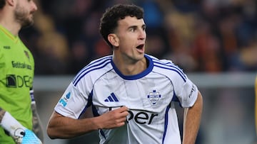 Jacobo Ramón celebra su tanto al Lecce.