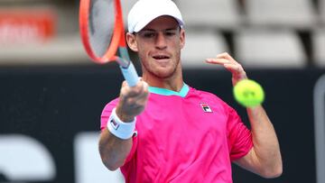 AUCKLAND, NEW ZEALAND - JANUARY 11: Diego Schwartzman of Argentina plays a forehan in his singles match against Jenson Brooksby of the USA on day three of the 2023 ASB Classic Men's at the ASB Tennis Arena on January 11, 2023 in Auckland, New Zealand. (Photo by Phil Walter/Getty Images)