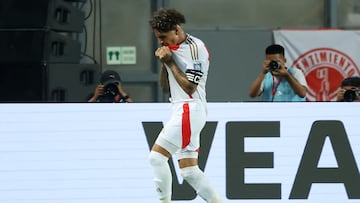 Peru's forward #09 Paolo Guerrero celebrates scoring his team's second goal during the 2026 FIFA World Cup South American qualifiers football match between Peru and Bolivia, at the National Stadium in Lima, on March 20, 2025. (Photo by ALDAIR MEJIA / AFP)