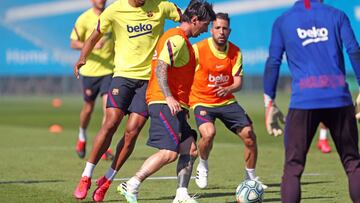 Messi, en un entrenamiento.