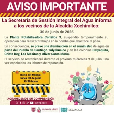 ¿Habrá cortes de agua en tu alcaldía? Lista de zonas afectadas en CDMX para julio del 2025