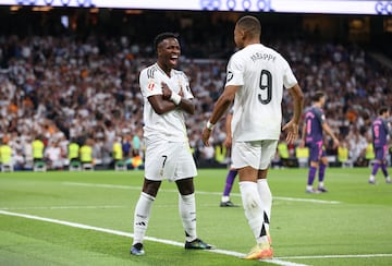 Vinicius Junior: 8 goles y 6 asistencias | Kylian Mbappé: 6 goles y 1 asistencias | Total: 14