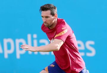 Messi en un entrenamiento con el Barça esta semana.