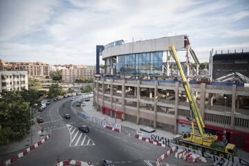 Aspecto de la demolición del Estadio Vicente Calderón a 6 de agosto de 2019.