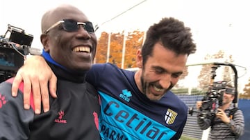 N'Kono y Buffon, leyendas de Espanyol y Parma.