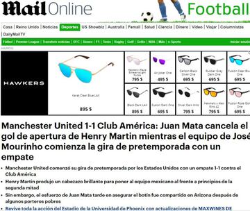 Así vio la prensa inglesa el empate entre América y ManU