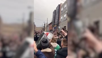 The rowdy Philly fans are out in full force, already crowding the streets, making a scene, and flipping cars.