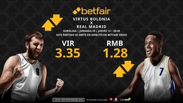 Virtus Bolonia vs. Real Madrid: horario, dónde ver, pronósticos, estadísticas y clasificación