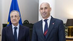 Florentino Pérez y Luis Rubiales, durante un acto.